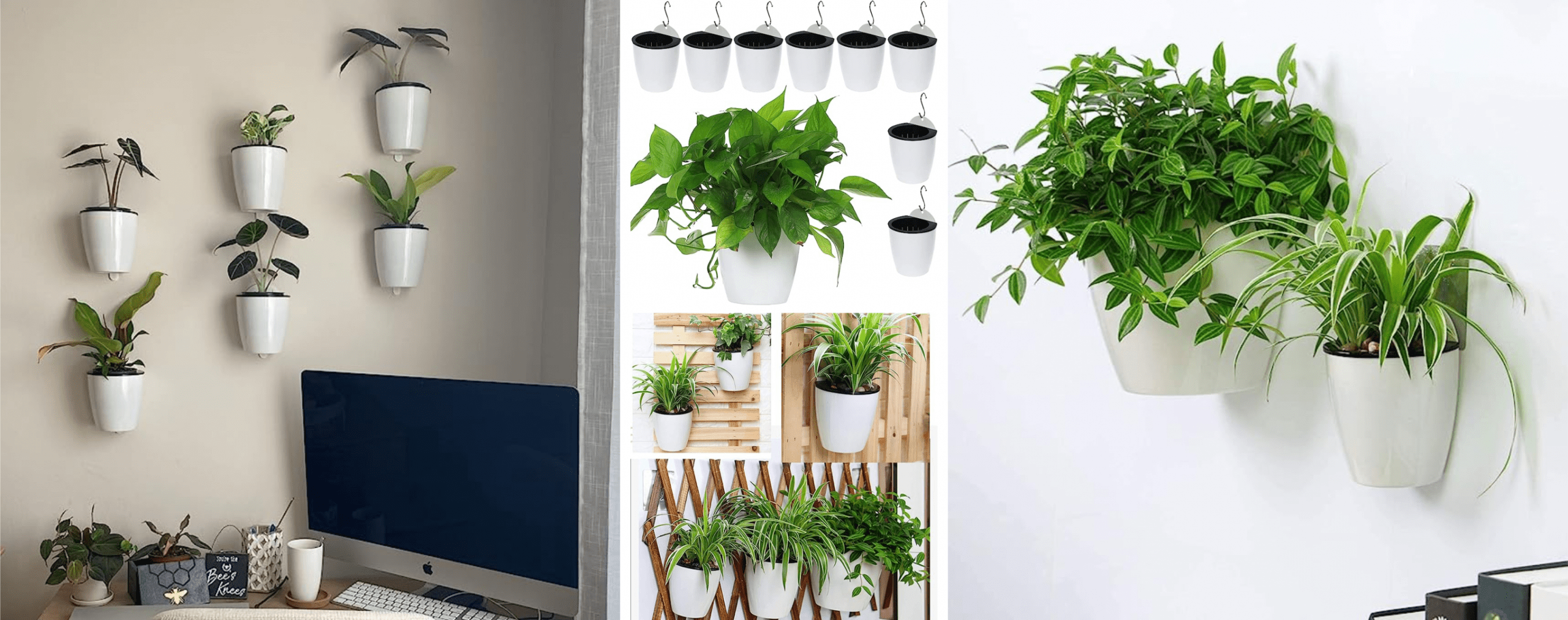 Plastic self watering pots wall hanging planters wall mounted